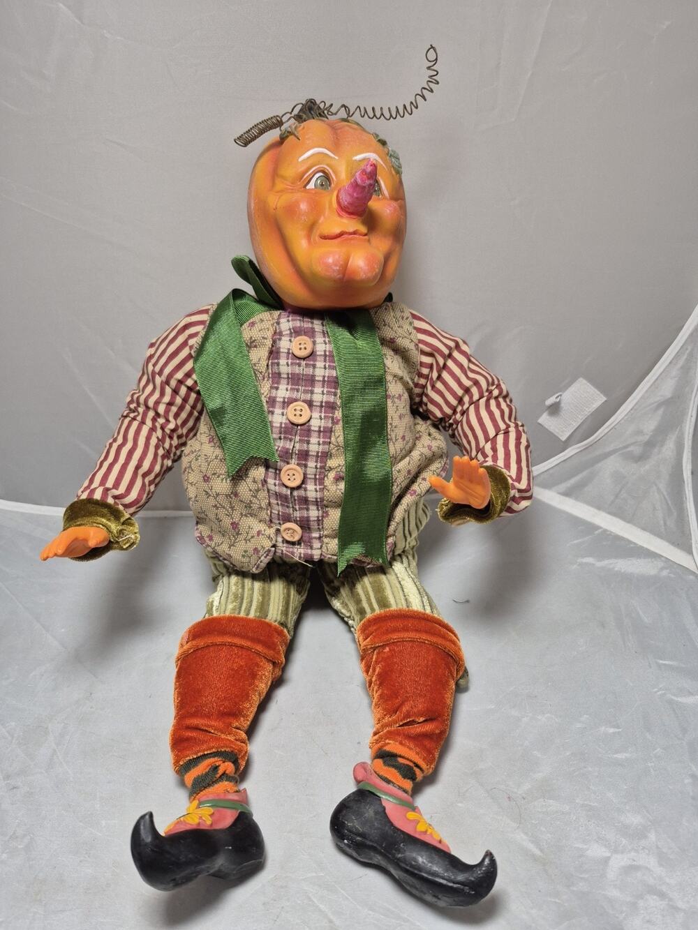 Vintage Rare Winward Pumpkin Head Fall Shelf Sitter Steampunk Whimsical Decor